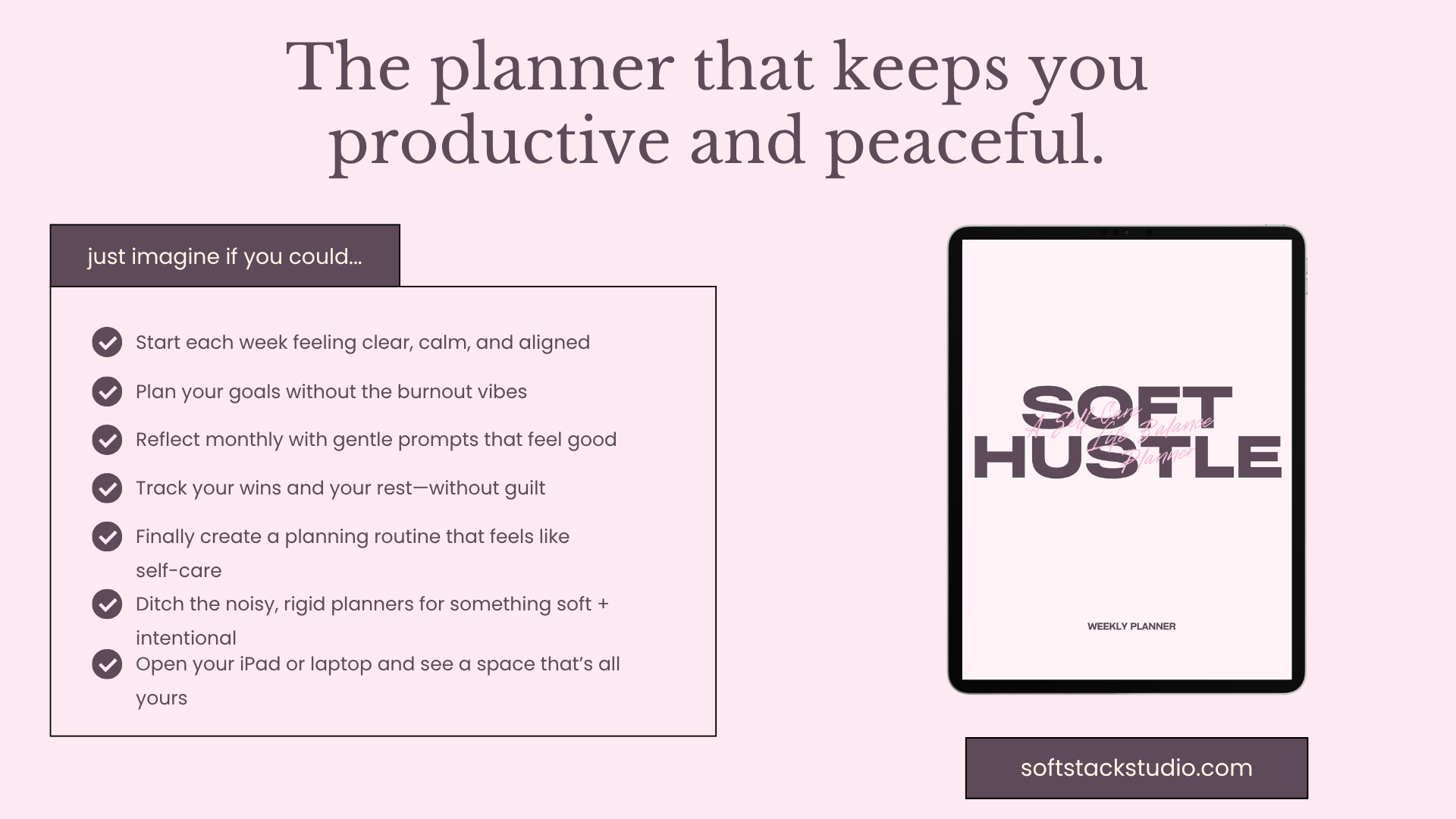 Soft Hustle – Weekly Self-Care & Life Balance Planner