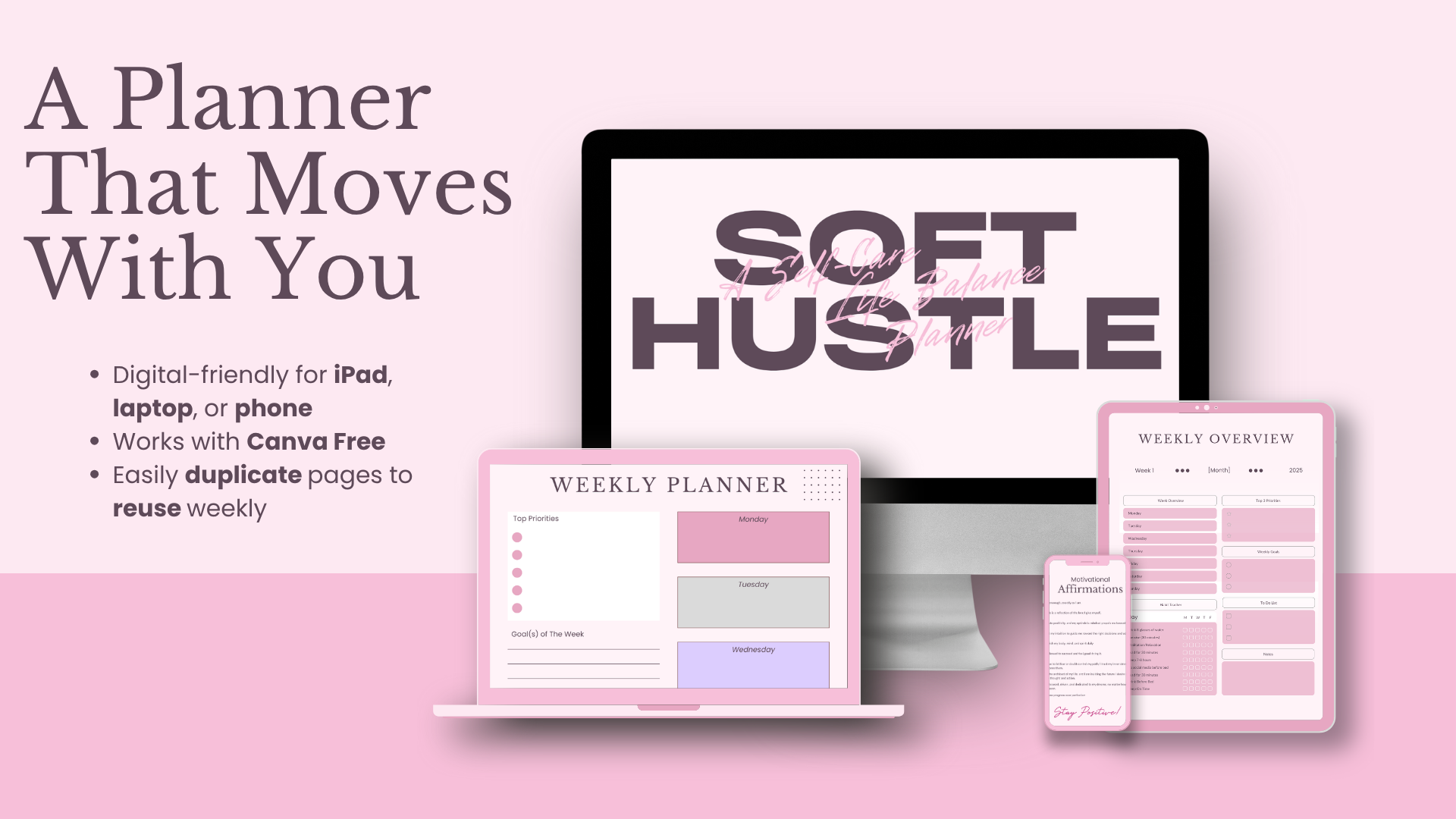 Soft Hustle – Weekly Self-Care & Life Balance Planner