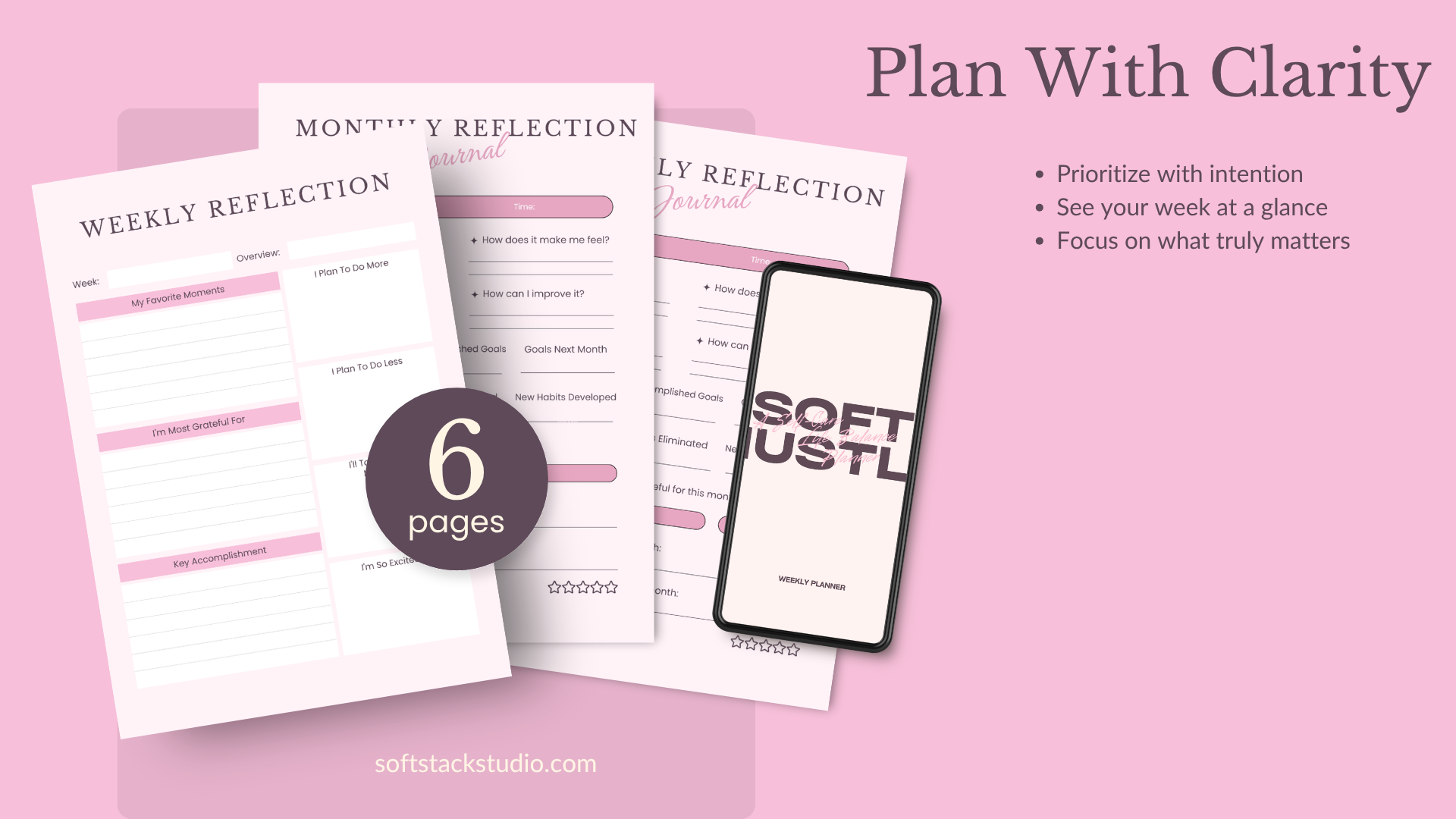 Soft Hustle – Weekly Self-Care & Life Balance Planner