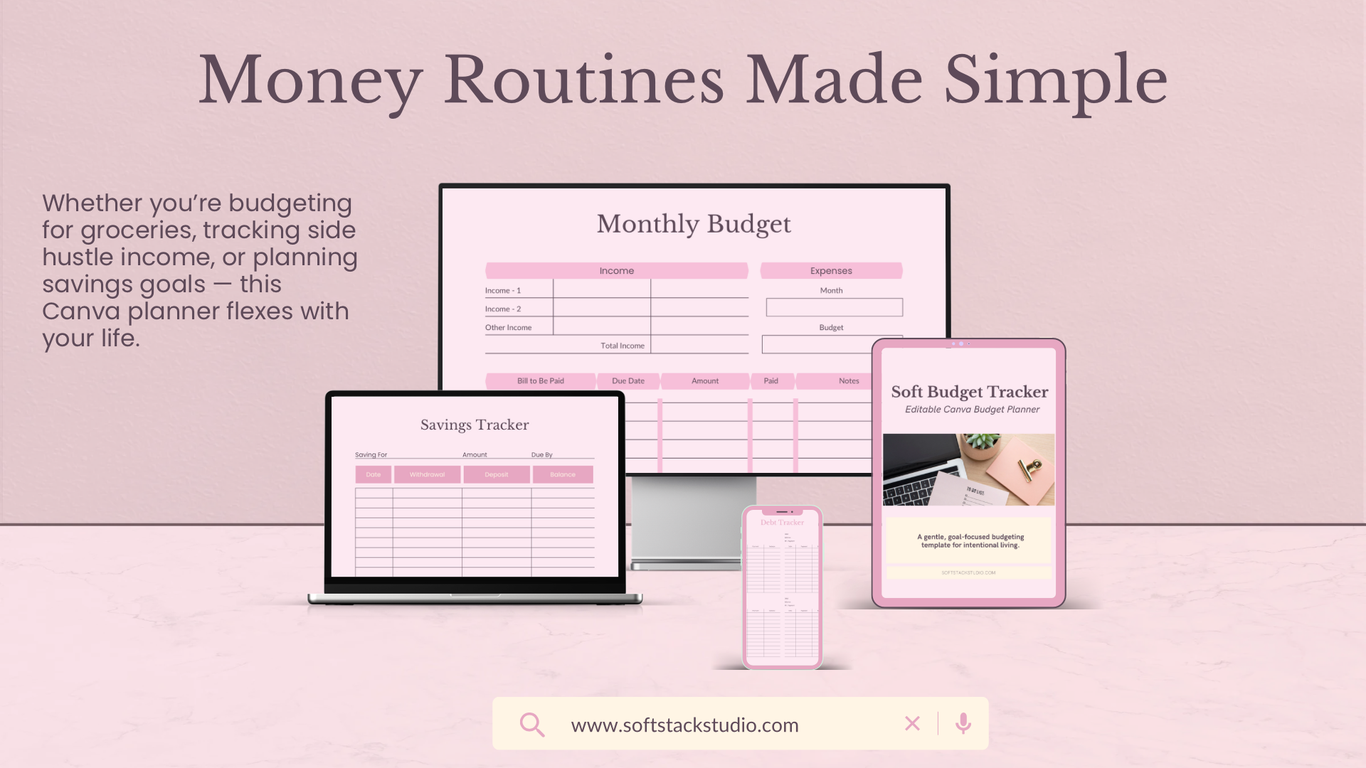 Soft Budget Tracker – Editable Canva Budget Planner