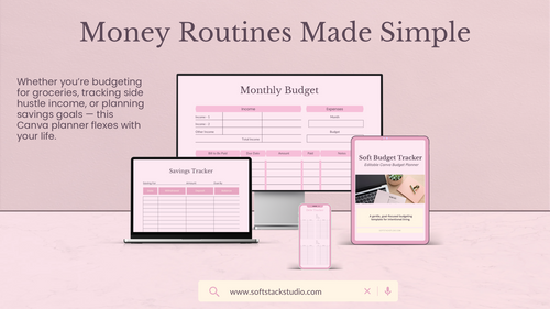 Soft Budget Tracker – Editable Canva Budget Planner